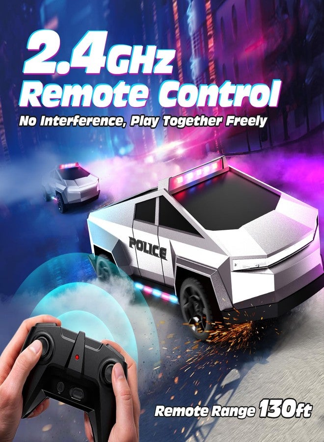 Tecnock RC Truck for Kids, 1:18 Scale Police Remote Control Truck with LED Lights, 2 Rechargeable Batteries, 2.4GHz All-Terrain RC Car, Toys Gift for Boys Girls Aged 3-8, 8-12 - Image 4